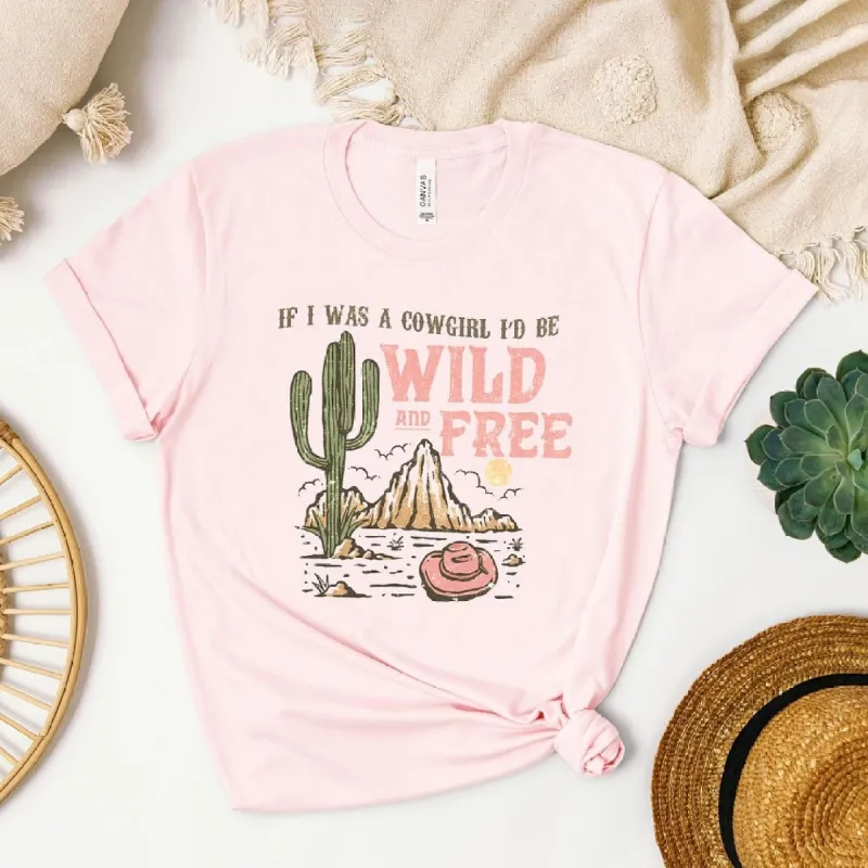 Retro Wild And Free Cowgirl Short Sleeve Crewnneck Tee sold by Zulily