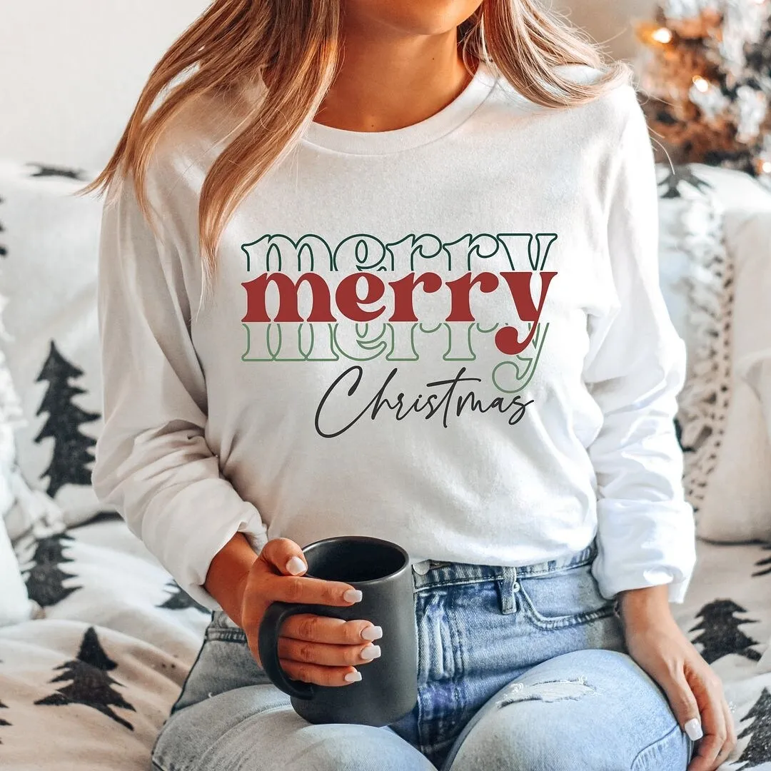 Merry Christmas Stacked Long Sleeve Tee sold by Zulily product image thumbnail 3