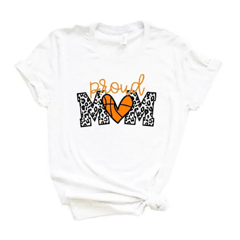 Proud Mom Basketball Colorful Short Sleeve Crewnneck Tee sold by Zulily