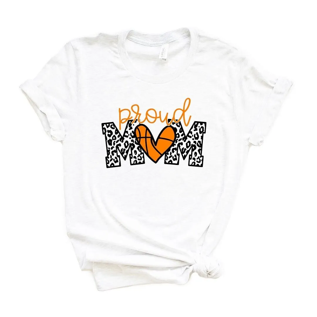 Proud Mom Basketball Colorful Short Sleeve Crewnneck Tee sold by Zulily
