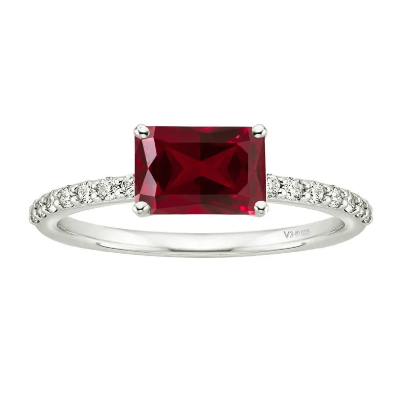Sterling Silver 2.30Ct Natural Garnet and White Topaz Engagement Ring sold by Zulily