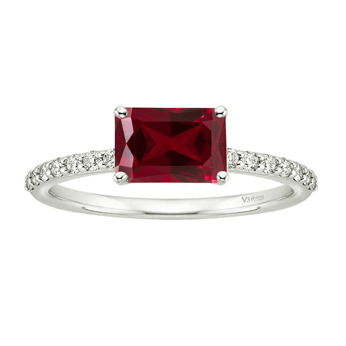 Sterling Silver 2.30Ct Natural Garnet and White Topaz Engagement Ring sold by Zulily