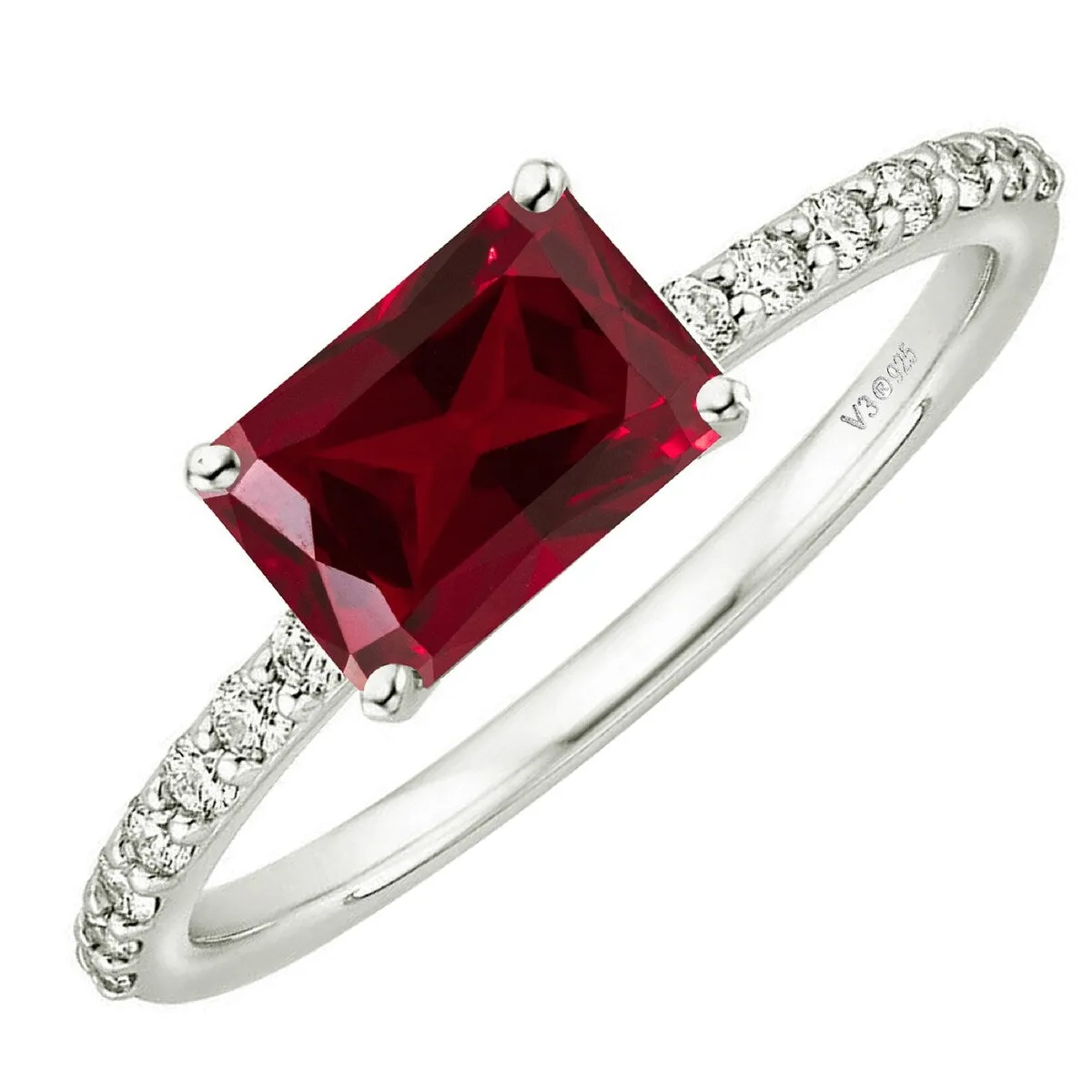 Sterling Silver 2.30Ct Natural Garnet and White Topaz Engagement Ring sold by Zulily product image thumbnail 2