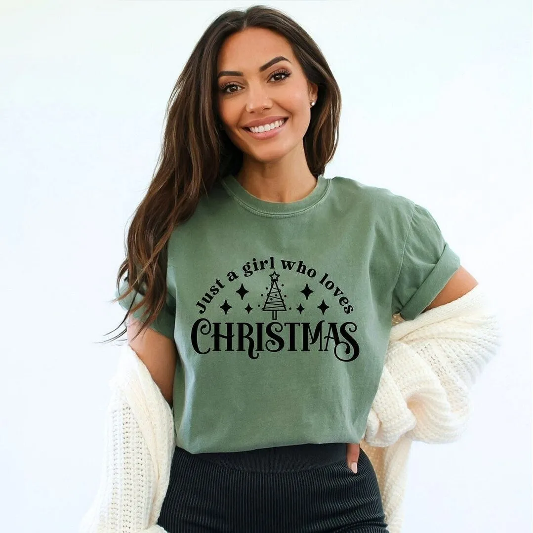 Just A Girl Who Loves Christmas Garment Dyed Tee sold by Zulily product image thumbnail 3