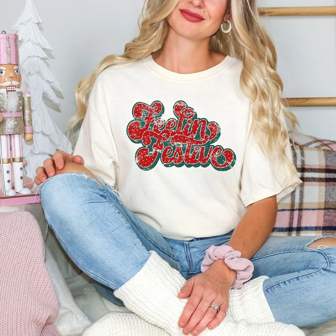 Distressed Feelin' Festive Garment Dyed Tee sold by Zulily product image thumbnail 3