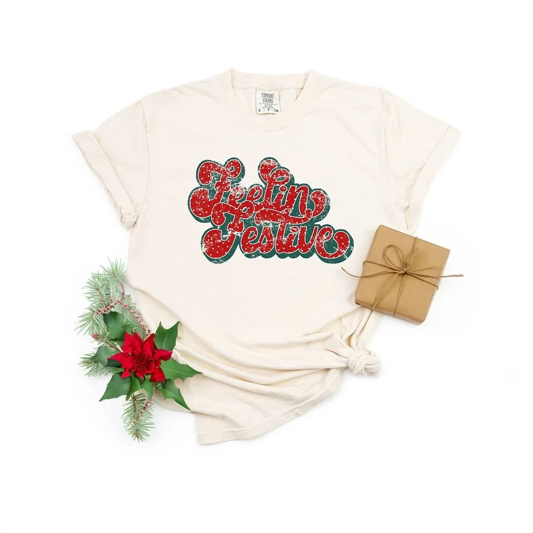 Distressed Feelin' Festive Garment Dyed Tee sold by Zulily