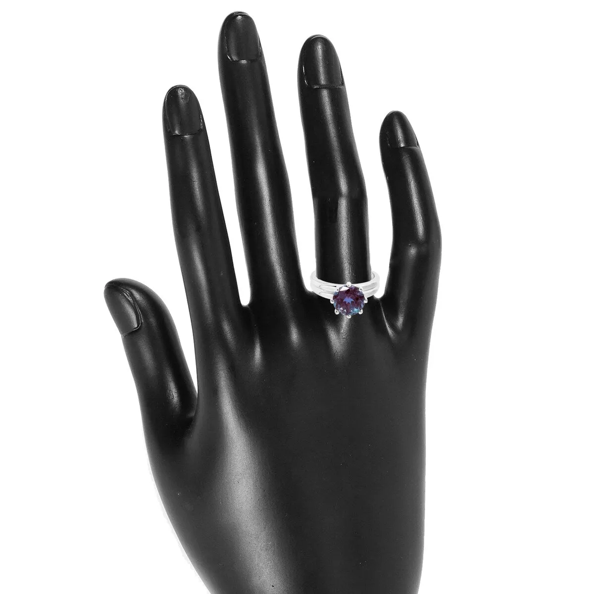 Color Changing Alexandrite Sterling Silver Solitaire Ring sold by Zulily product image thumbnail 4