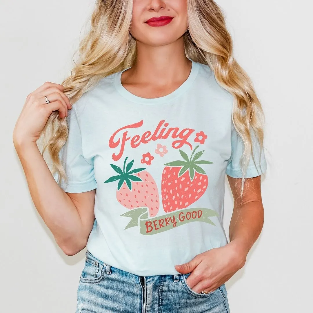 Feeling Berry Good Strawberries Short Sleeve Crewnneck Tee sold by Zulily product image thumbnail 3
