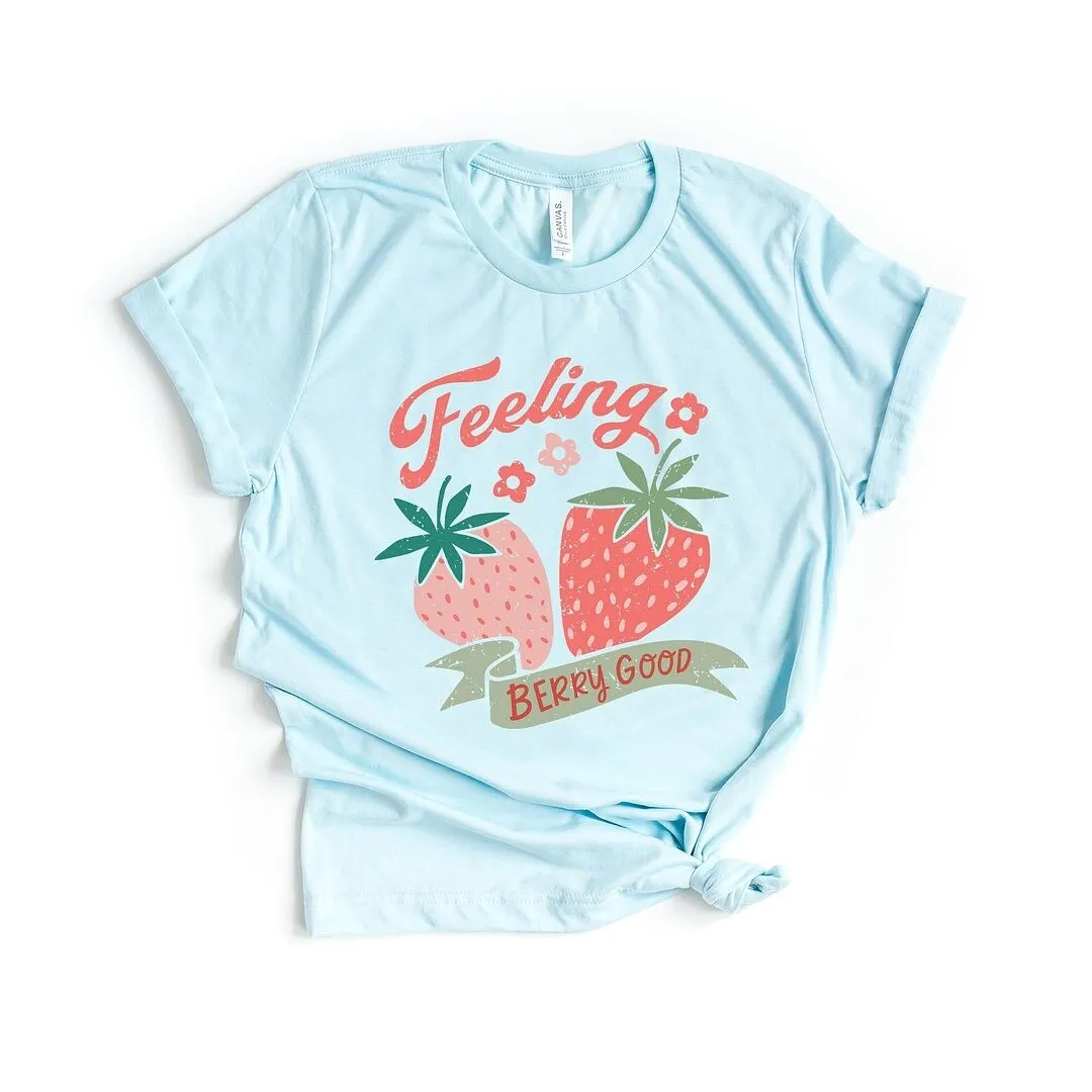 Feeling Berry Good Strawberries Short Sleeve Crewnneck Tee sold by Zulily product image thumbnail 2