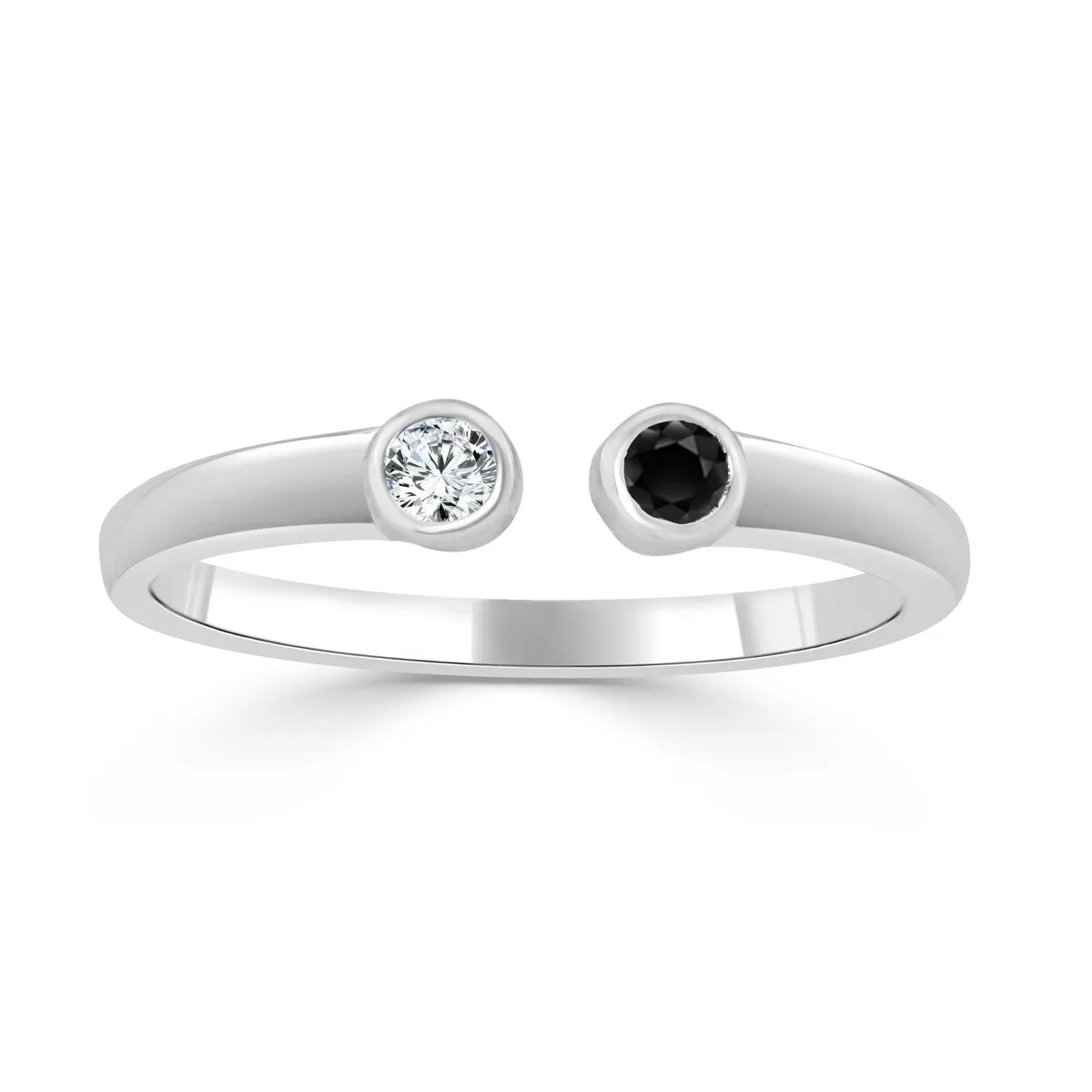 RhythmRocks Sterling Silver Simulated Black and White Diamond CZ Two Stone Ring (AAA Quality) sold by Zulily