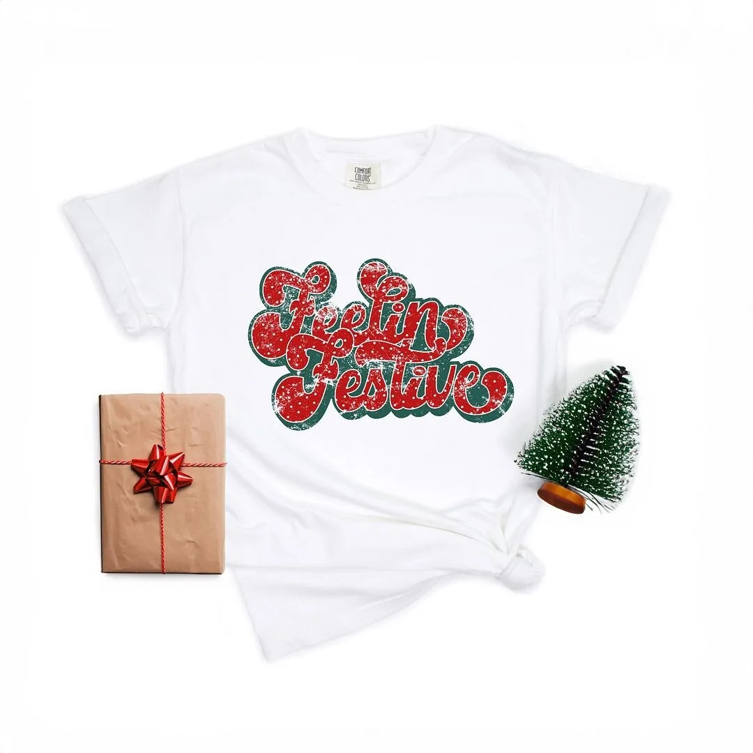 Distressed Feelin' Festive Garment Dyed Tee sold by Zulily
