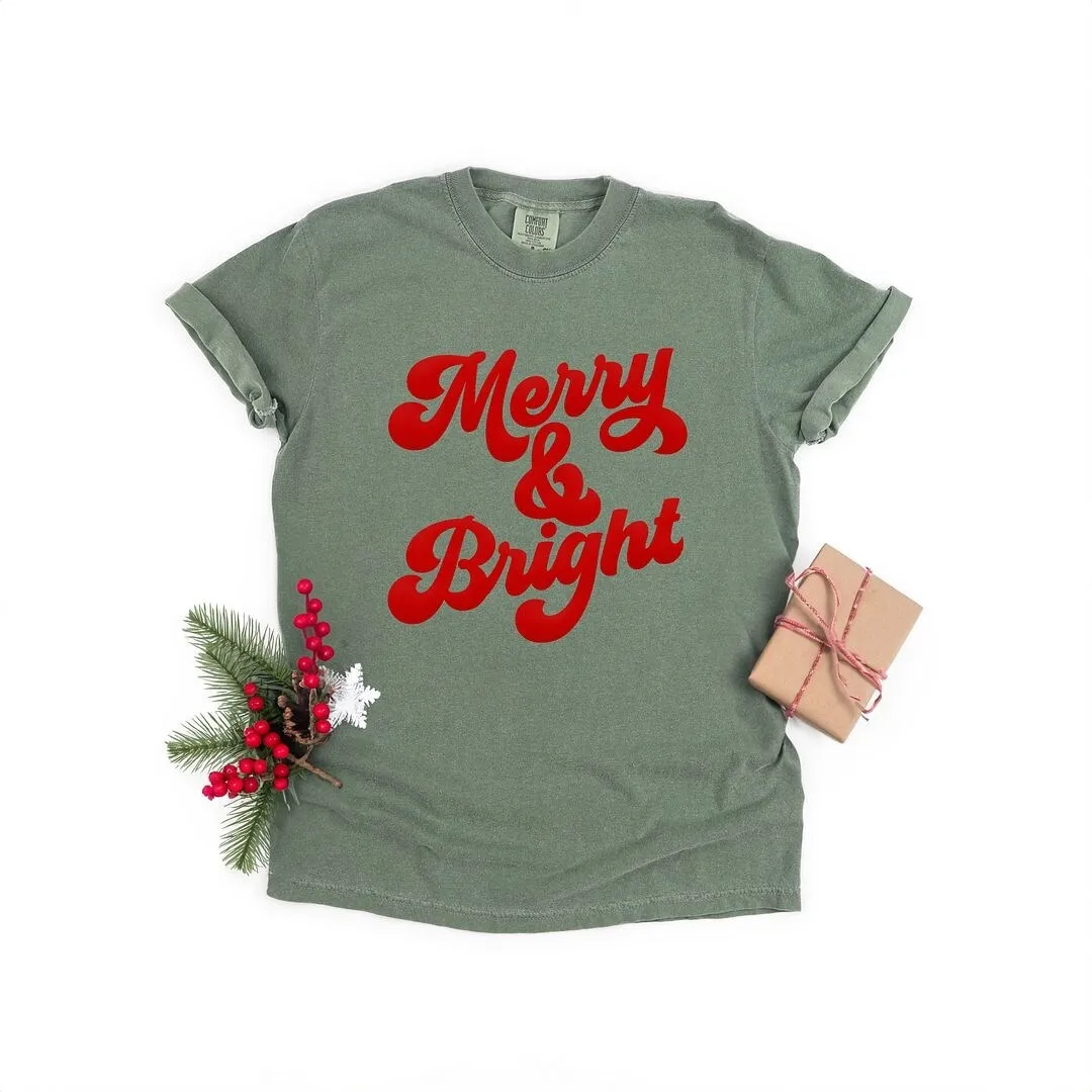 Bold Merry And Bright Puff Print Garment Dyed Tee sold by Zulily