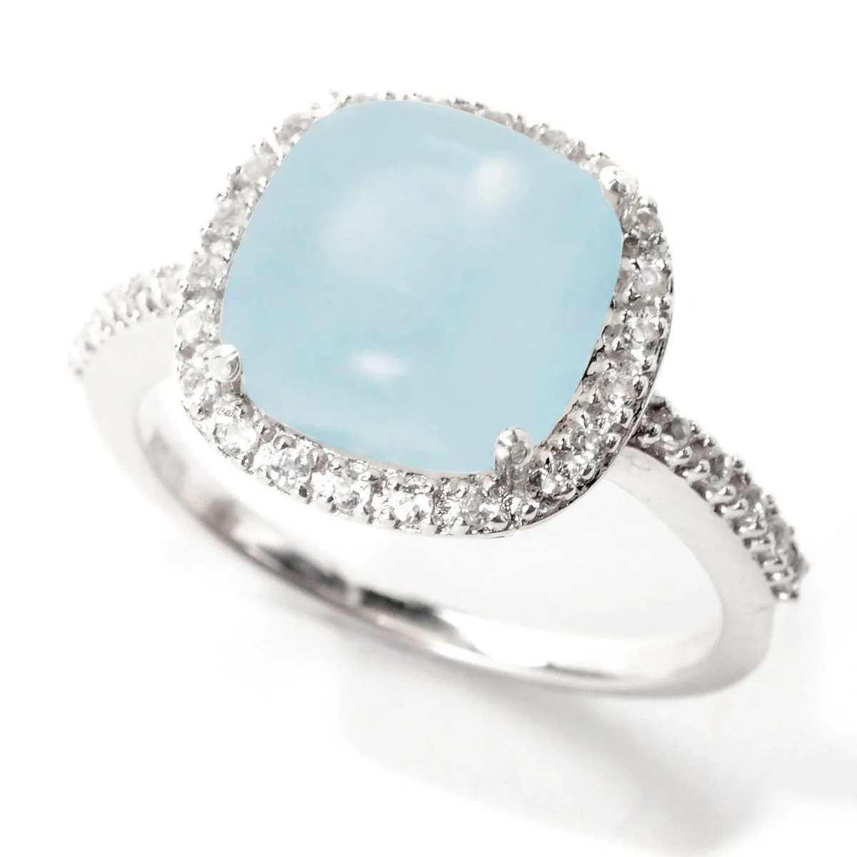 Aquamarine and White Topaz Sterling Silver Halo Ring sold by Zulily