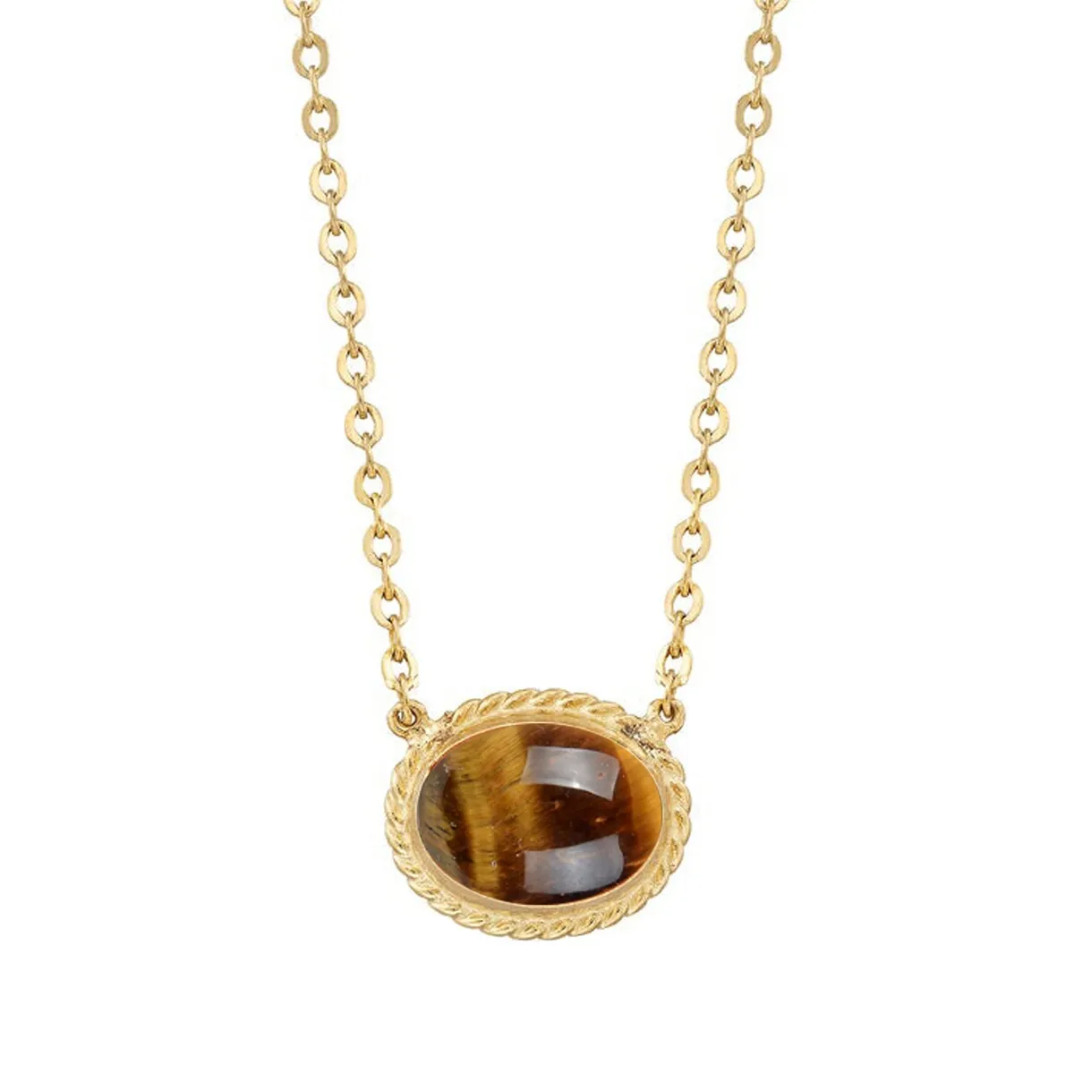 Gold Over Sterling Silver 2.20Ct Tiger Eye Solitaire Necklace sold by Zulily