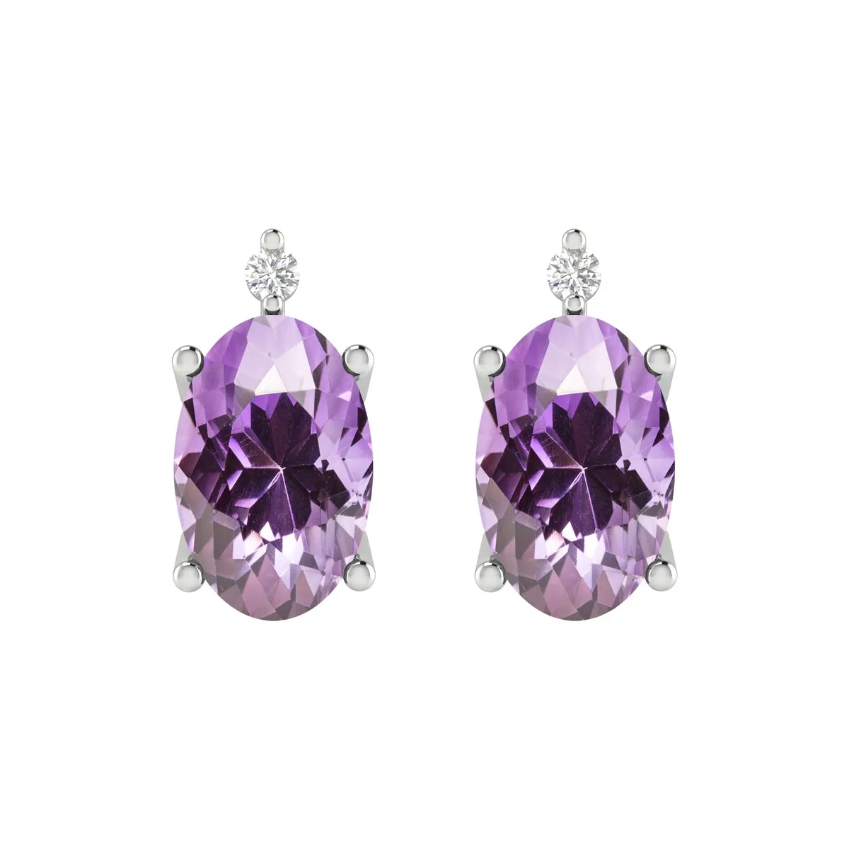 Sterling Silver 0.90Ct Amethyst and White Diamond Stud Earrings sold by Zulily product image thumbnail 2