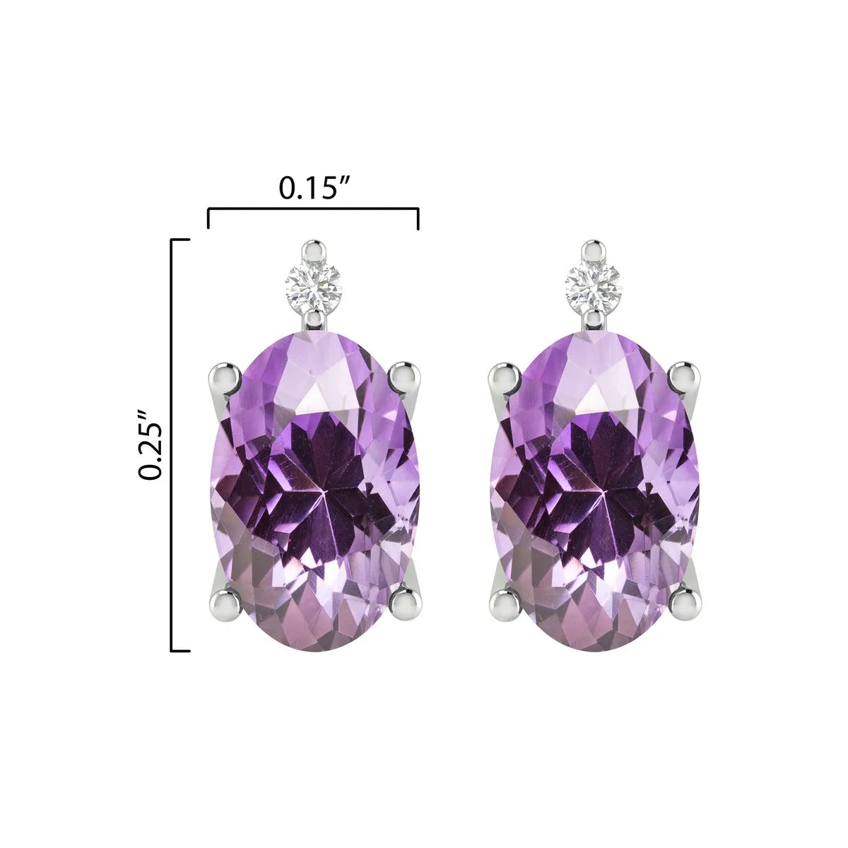 Sterling Silver 0.90Ct Amethyst and White Diamond Stud Earrings sold by Zulily product image thumbnail 3