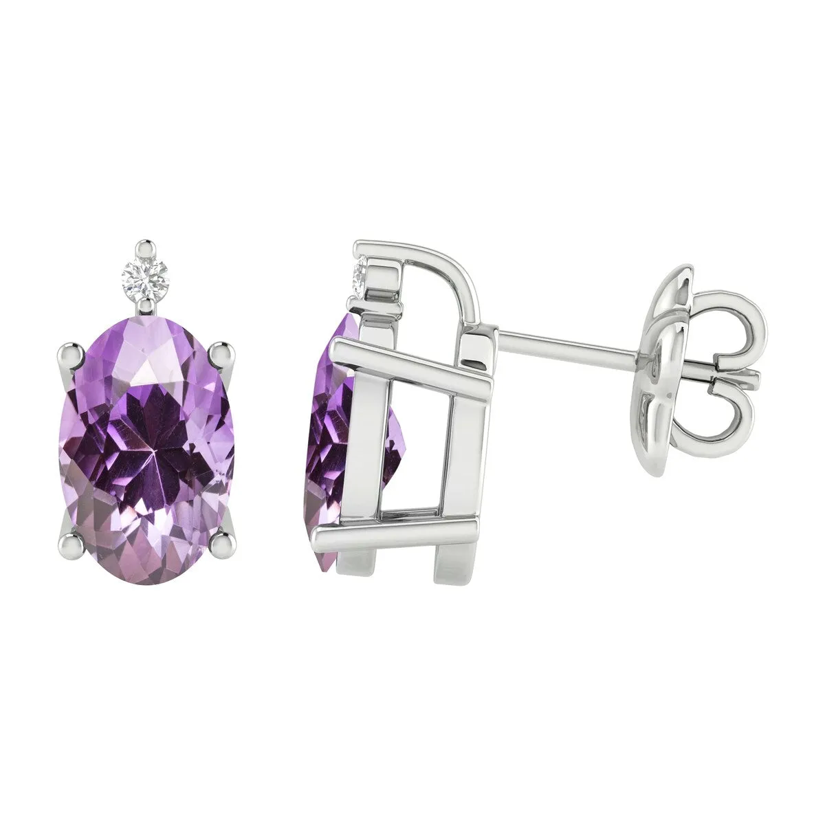 Sterling Silver 0.90Ct Amethyst and White Diamond Stud Earrings sold by Zulily