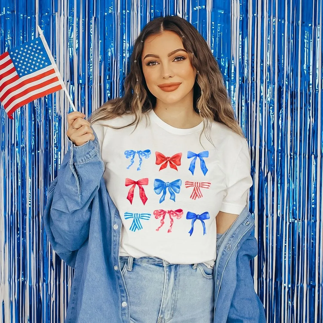 Patriotic Coquette Bow Chart Short Sleeve Crewnneck Tee sold by Zulily product image thumbnail 3