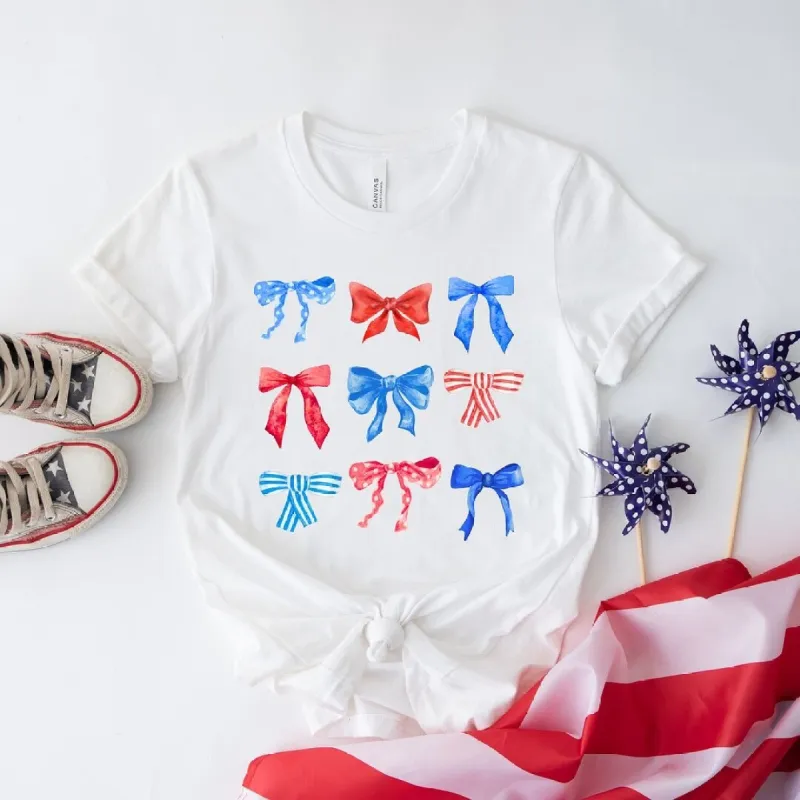 Patriotic Coquette Bow Chart Short Sleeve Crewnneck Tee sold by Zulily
