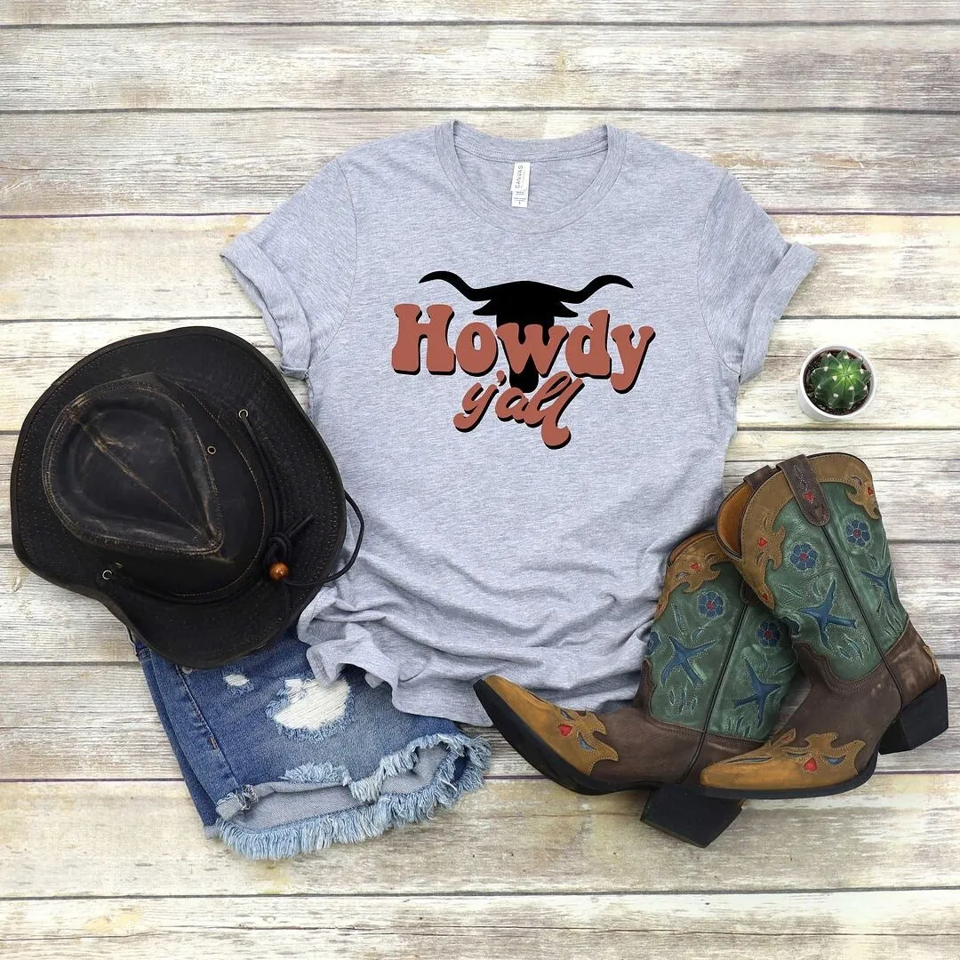 Howdy Y'all Bull Short Sleeve Crewnneck Tee sold by Zulily