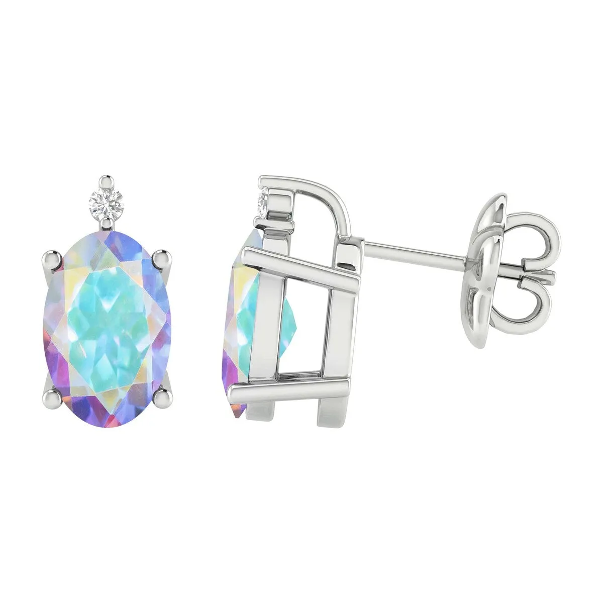 Sterling Silver 1.15ct Opal Topaz & White Diamond Stud Earrings sold by Zulily