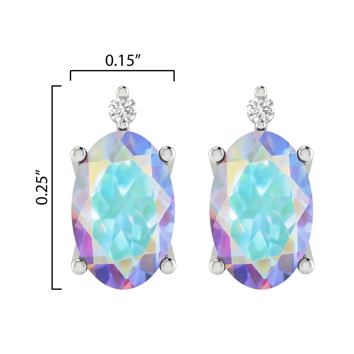 Sterling Silver 1.15ct Opal Topaz & White Diamond Stud Earrings sold by Zulily product image thumbnail 3