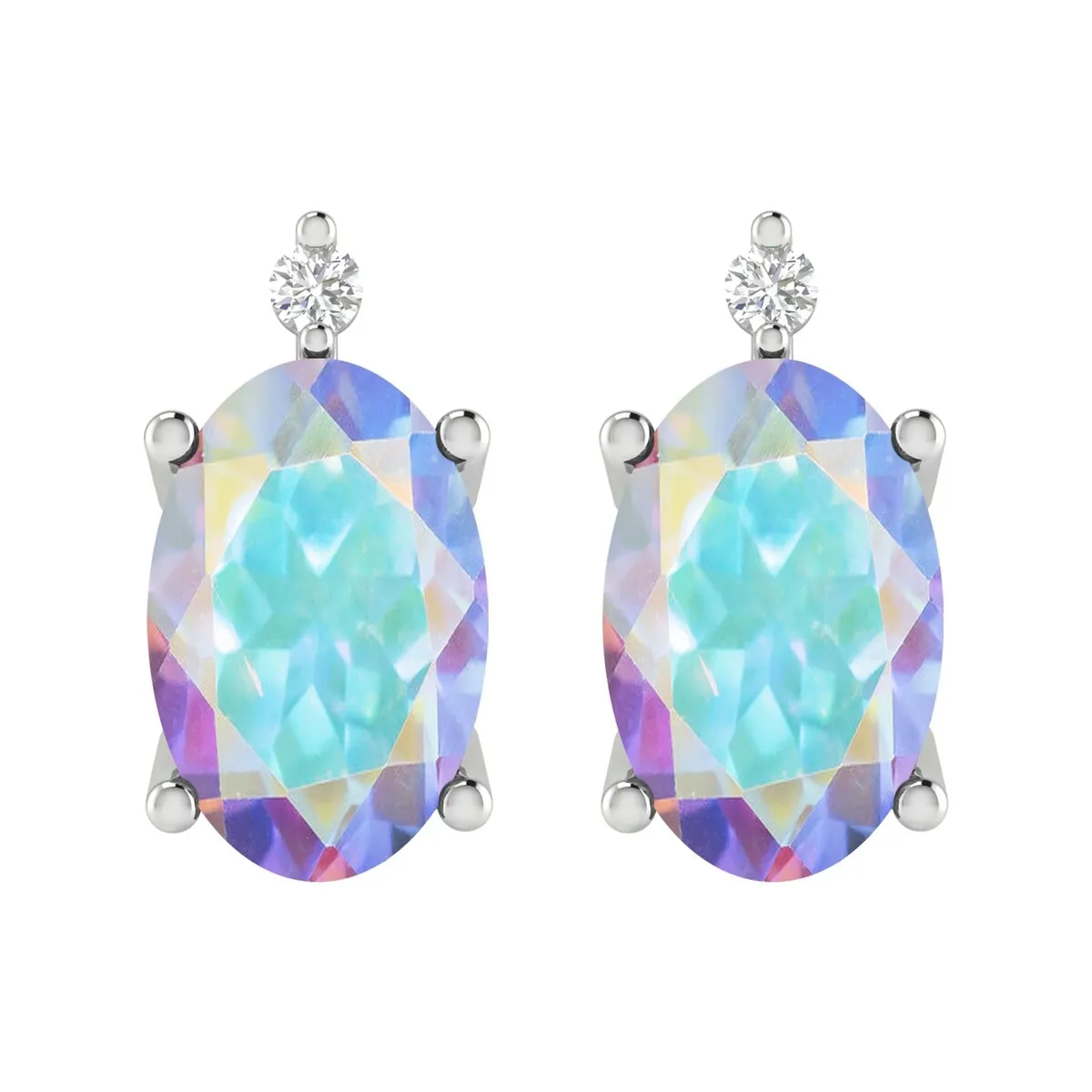 Sterling Silver 1.15ct Opal Topaz & White Diamond Stud Earrings sold by Zulily product image thumbnail 2