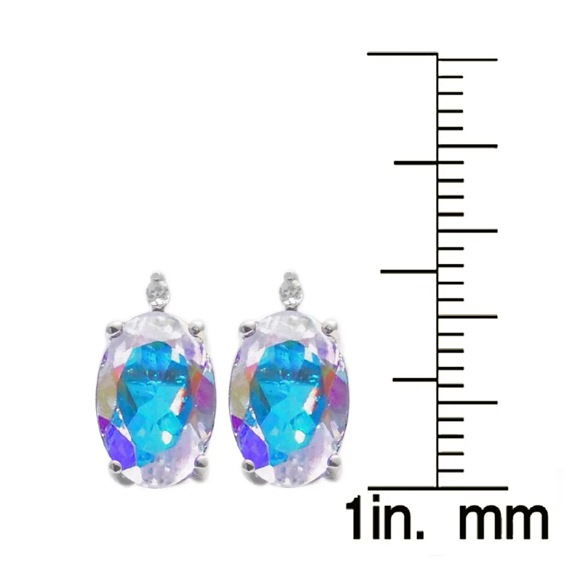 Sterling Silver 1.15ct Opal Topaz & White Diamond Stud Earrings sold by Zulily product image thumbnail 4