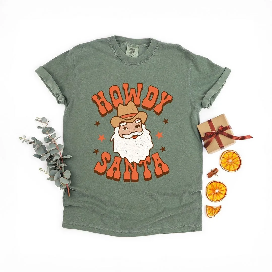 Retro Howdy Santa Garment Dyed Tee sold by Zulily