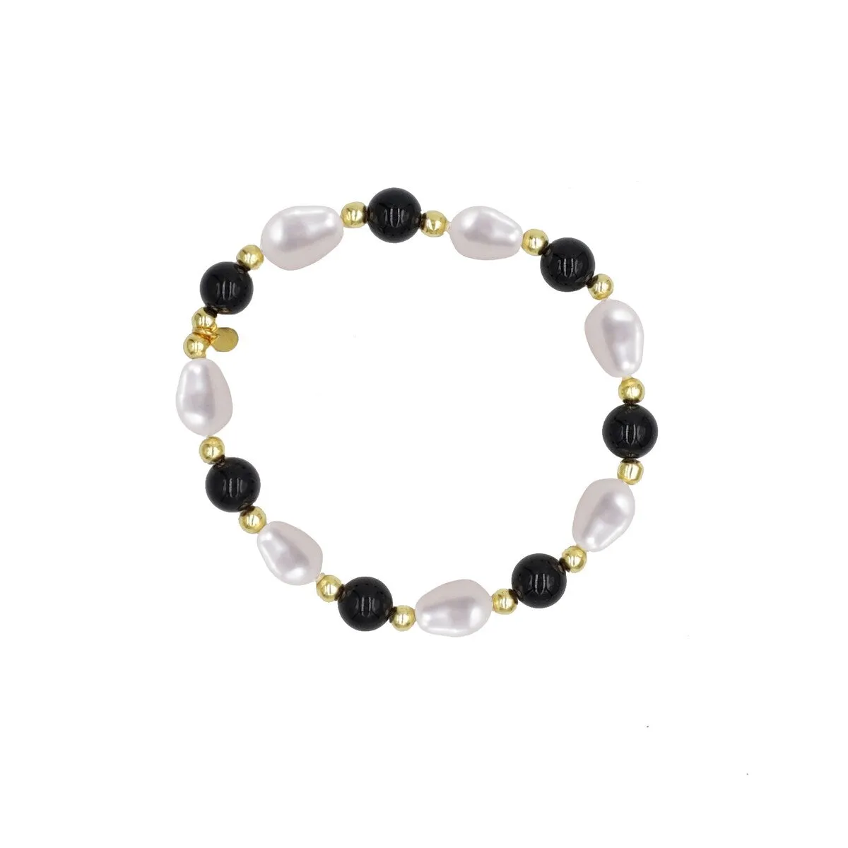 Black Onyx and Freshwater Pearl Bead Bracelet sold by Zulily