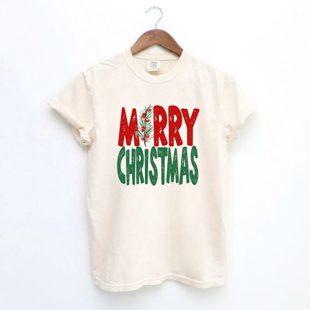 Red And Green Merry Christmas Garment Dyed Tee sold by Zulily product image thumbnail 2