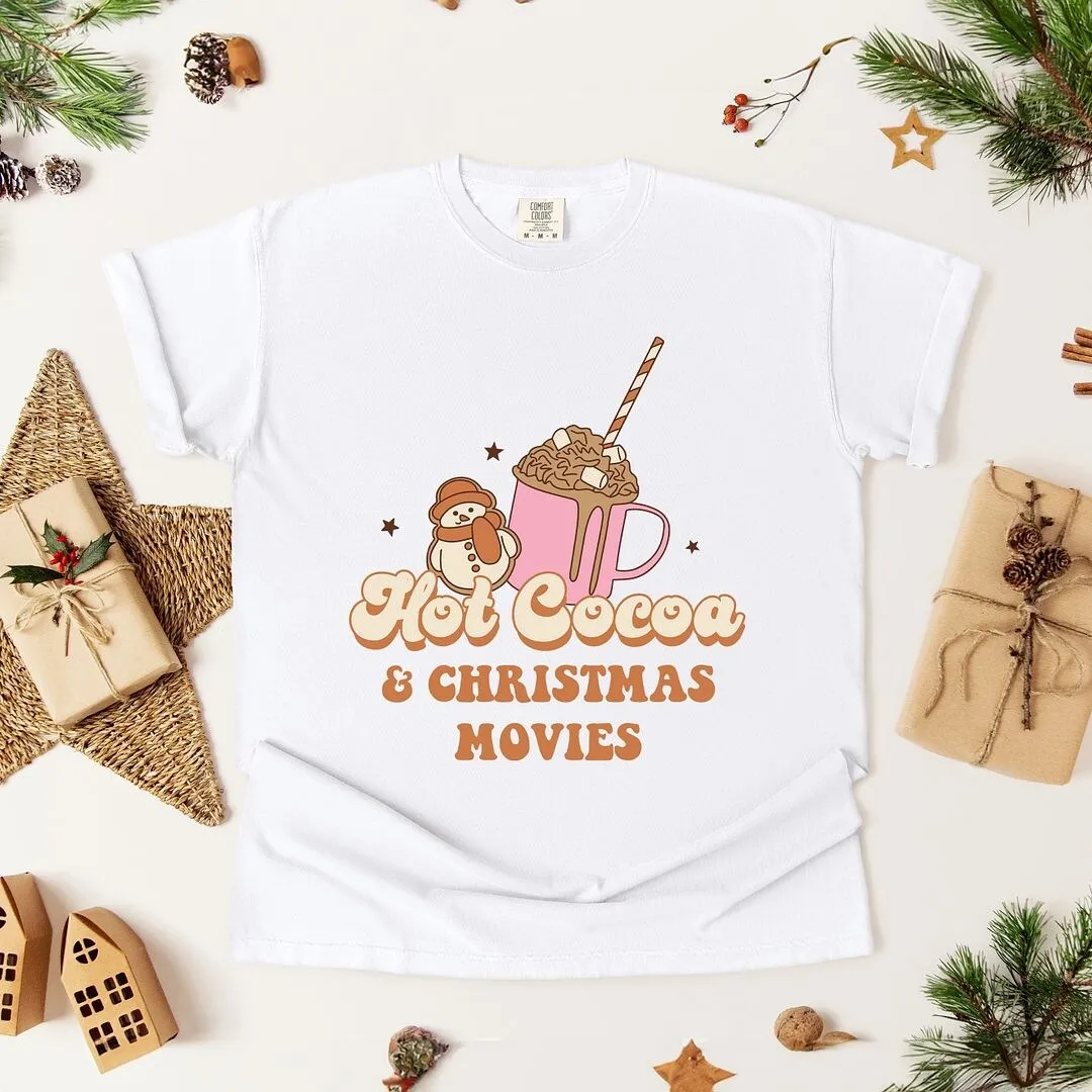 Hot Cocoa And Christmas Movies Garment Dyed Tee sold by Zulily