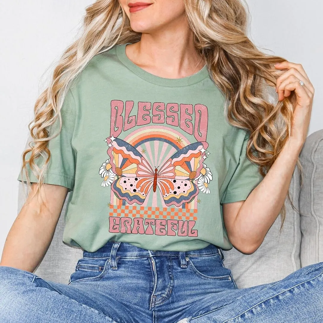 Blessed Grateful Butterfly Short Sleeve Crewnneck Tee sold by Zulily product image thumbnail 3
