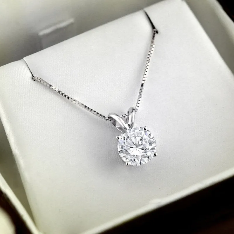 RhythmRocks Sterling Silver Lab Grown Round Diamond Necklace Pendant 1.00 ct. tw. 4-Prong (F-G VS) sold by Zulily