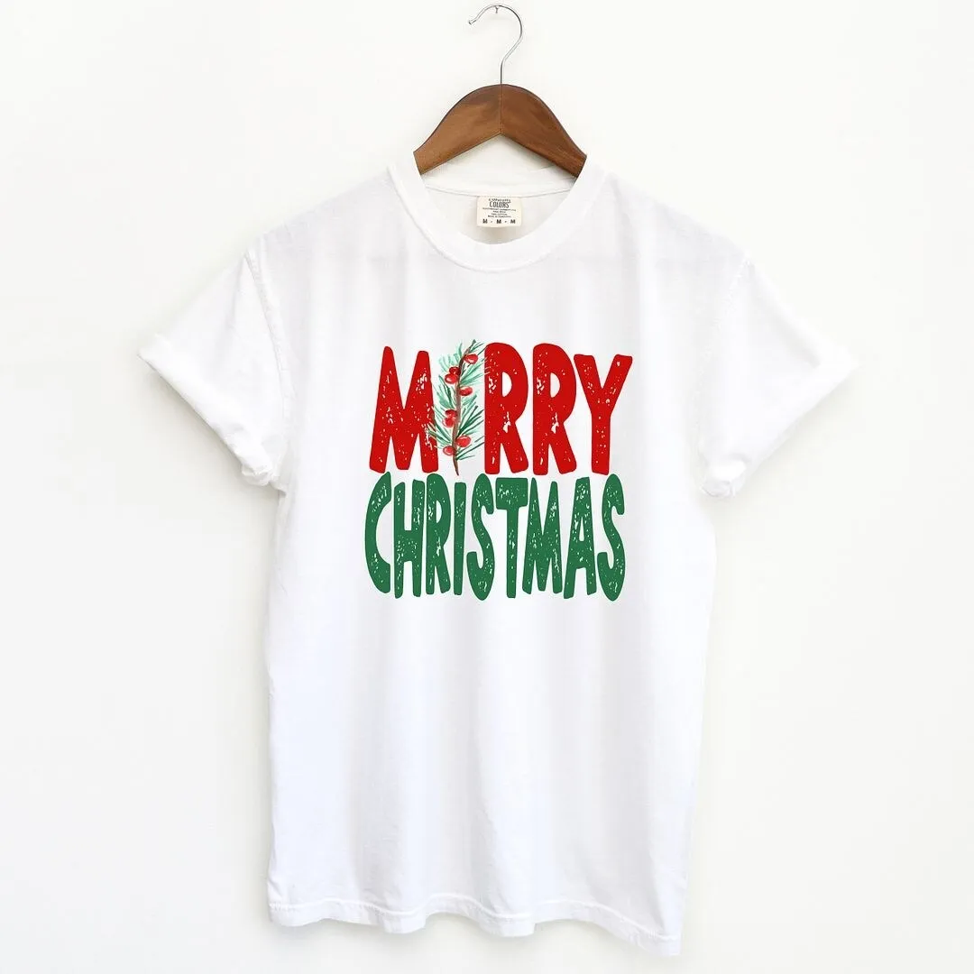 Red And Green Merry Christmas Garment Dyed Tee sold by Zulily product image thumbnail 2