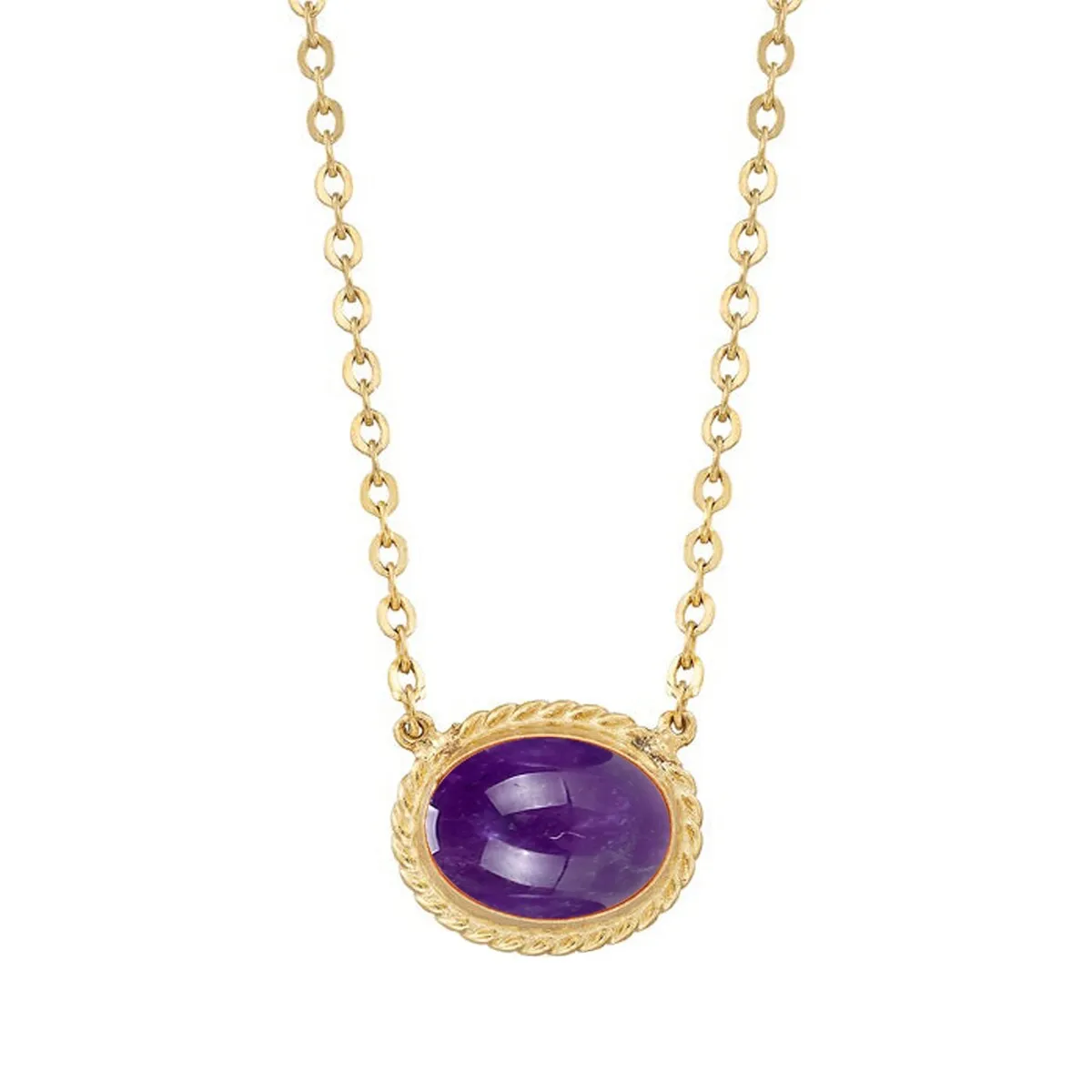 Gold Over Sterling Silver Amethyst Cabochon Solitaire Necklace sold by Zulily