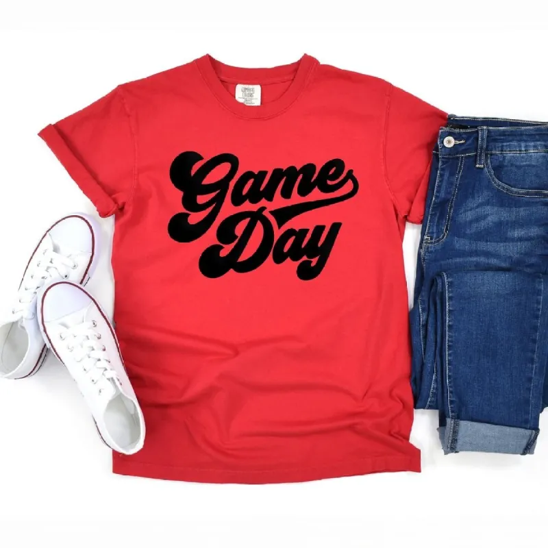 Game Day Retro Puff Print Garment Dyed Tee sold by Zulily