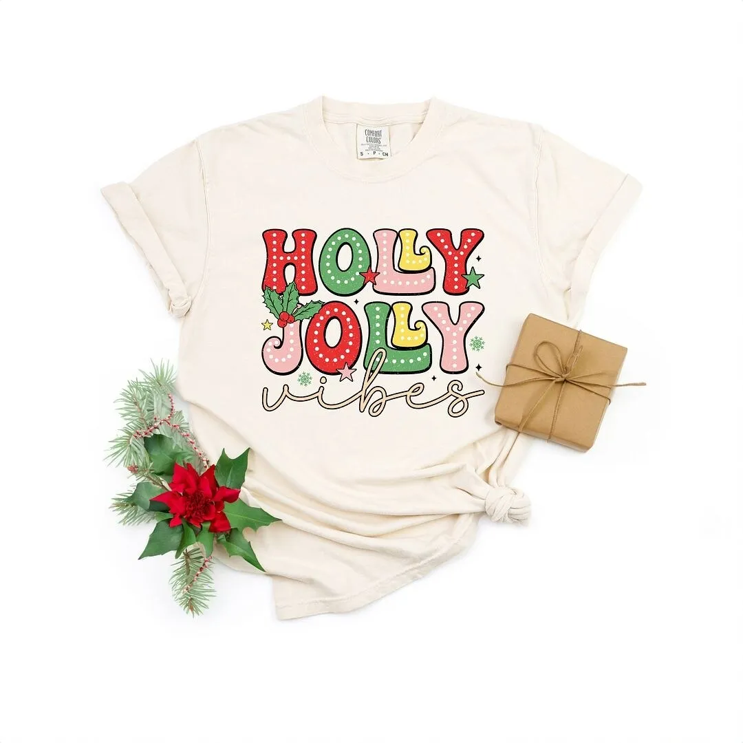 Holly Jolly Vibes Distressed Garment Dyed Tee sold by Zulily