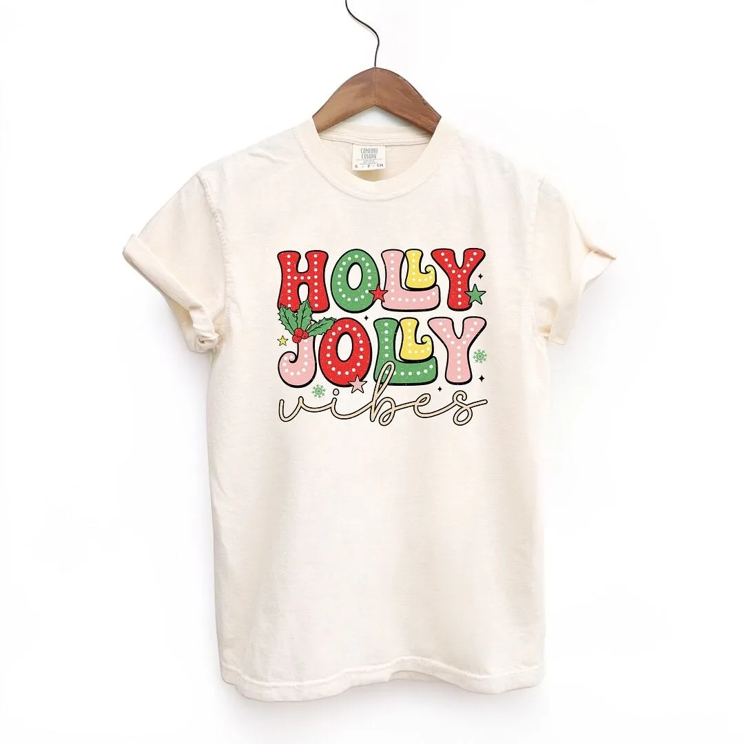 Holly Jolly Vibes Distressed Garment Dyed Tee sold by Zulily product image thumbnail 2