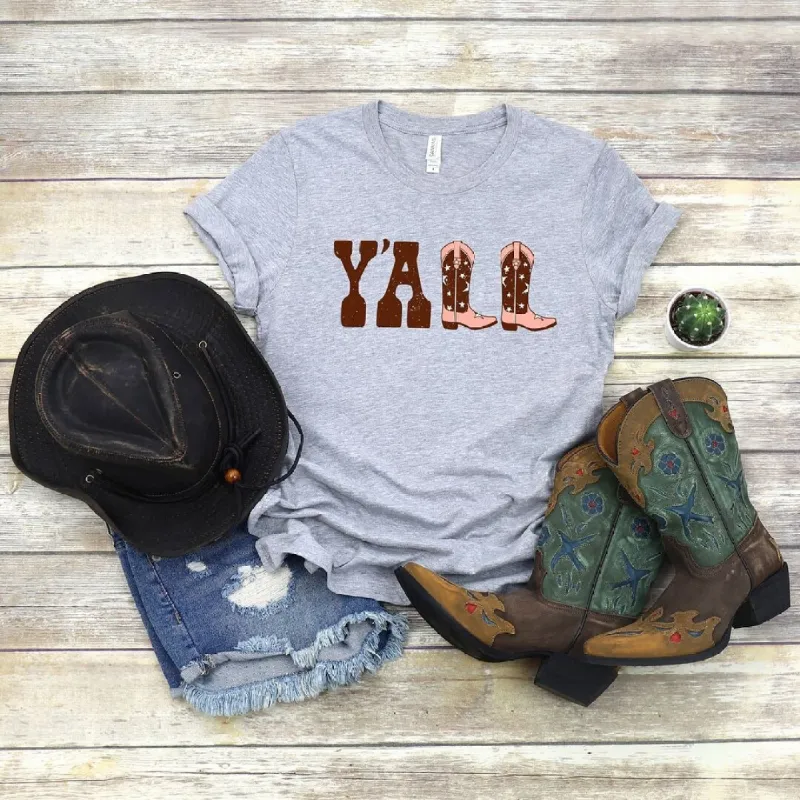 Y'all Boots Short Sleeve Crewnneck Tee sold by Zulily