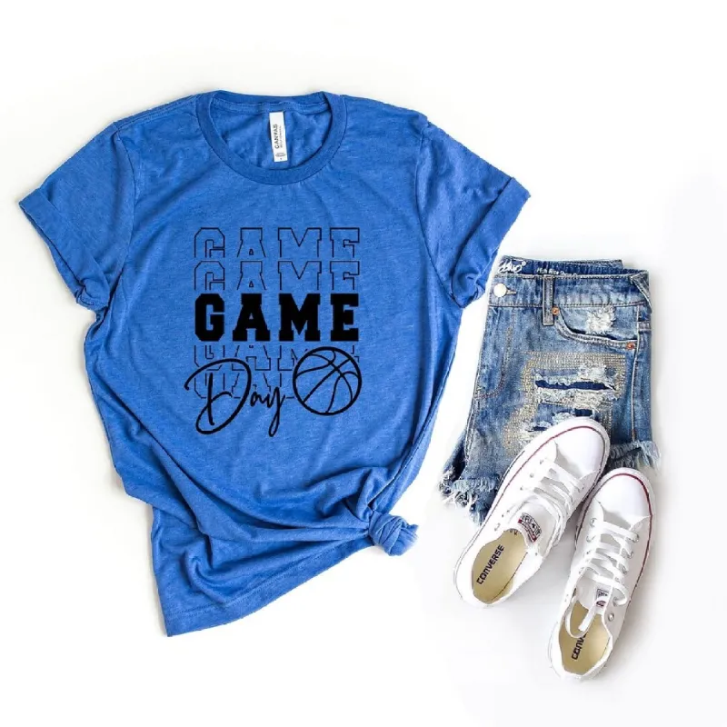 Game Day Stacked Basketball Short Sleeve Crewnneck Tee made by Zulily