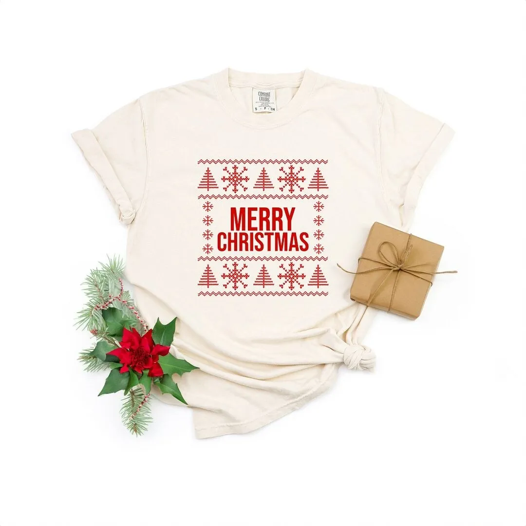Merry Christmas Sweater Garment Dyed Tee sold by Zulily
