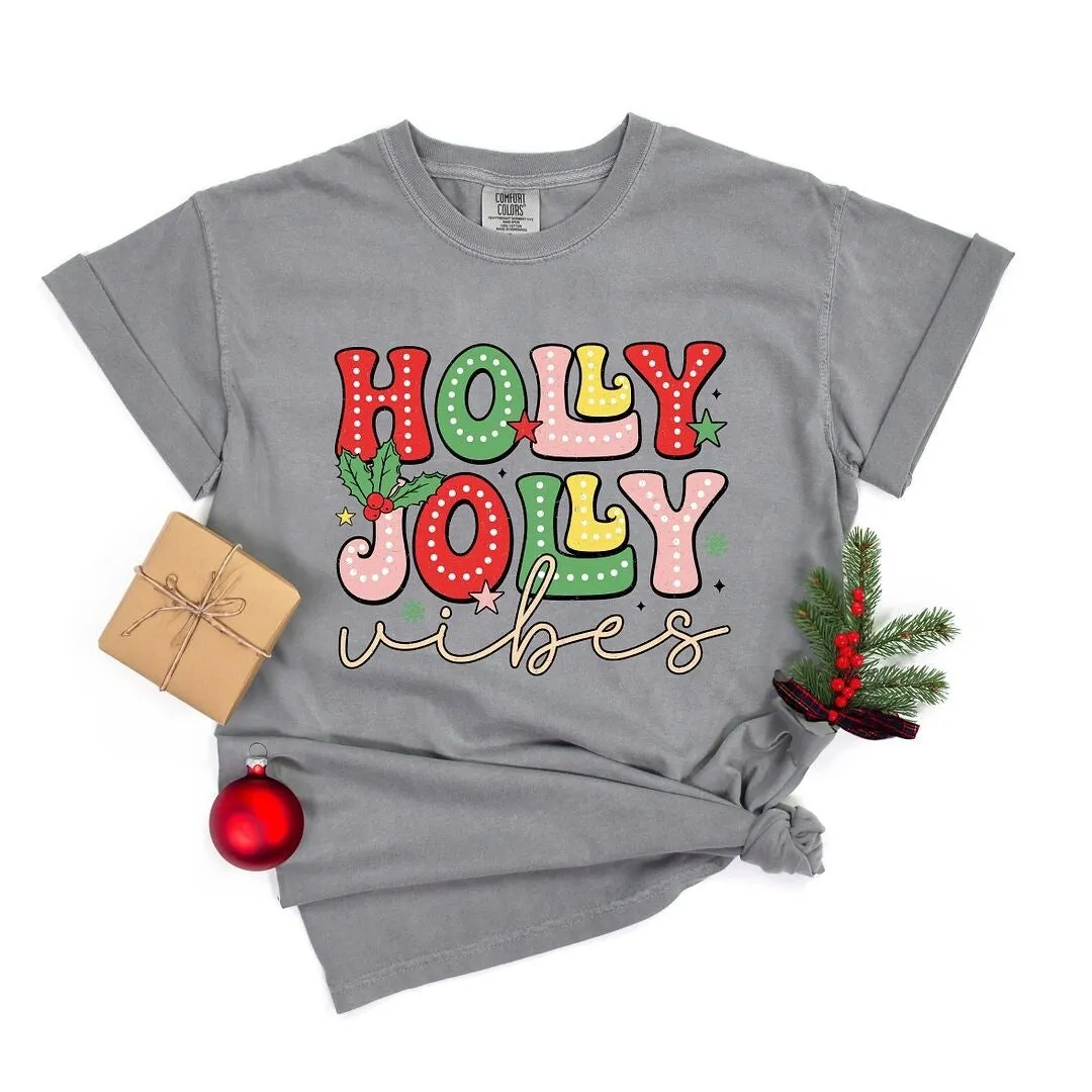 Holly Jolly Vibes Distressed Garment Dyed Tee sold by Zulily
