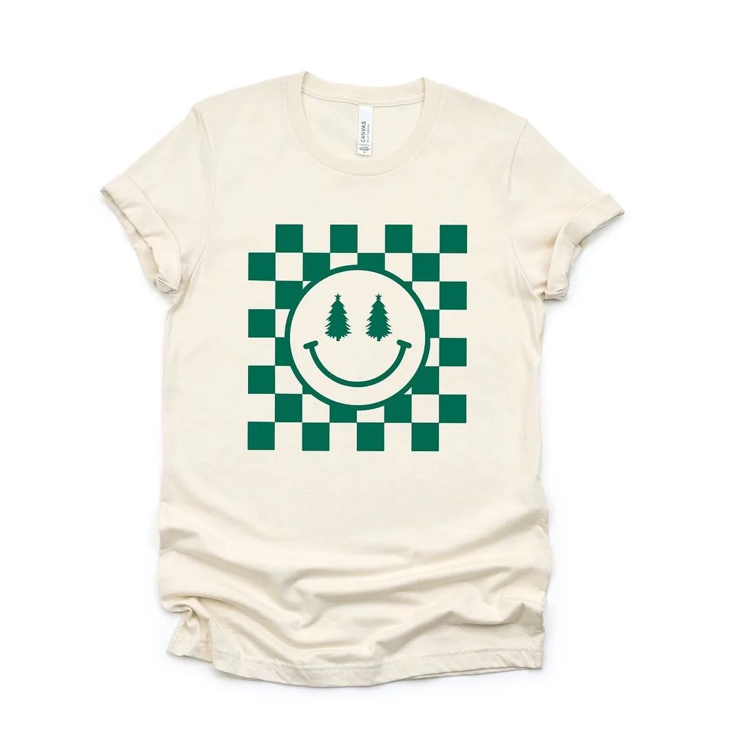Checkered Christmas Smiley Short Sleeve Crewnneck Tee sold by Zulily product image thumbnail 2