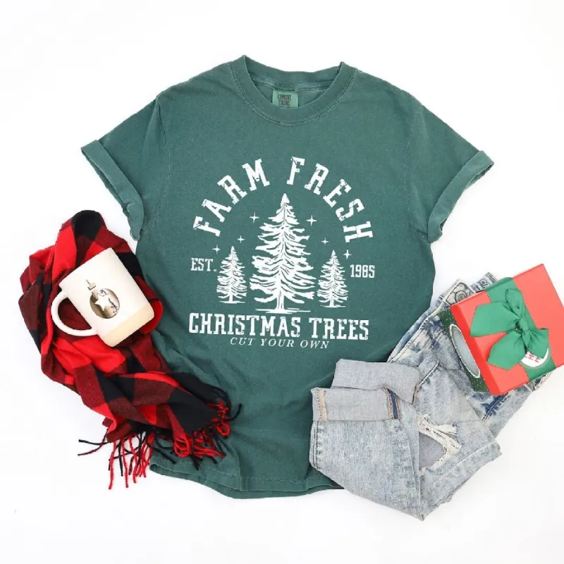 Farm Fresh Christmas Tree Stars Garment Dyed Tee sold by Zulily