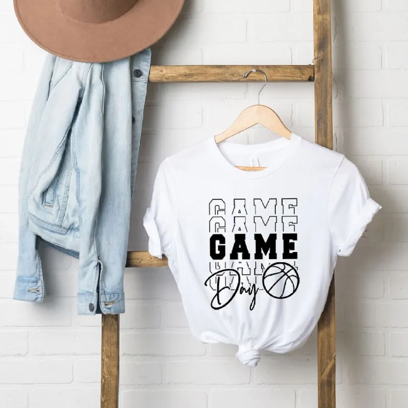 Game Day Stacked Basketball Short Sleeve Crewnneck Tee sold by Zulily