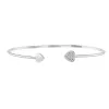 RhythmRocks Sterling Silver Round Diamond Simulant CZ Double Heart Bangle Bracelet(AAA Quality) sold by Zulily