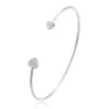 RhythmRocks Sterling Silver Round Diamond Simulant CZ Double Heart Bangle Bracelet(AAA Quality) sold by Zulily