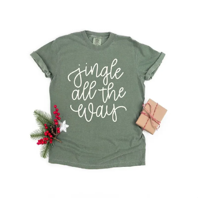 Jingle All The Way Cursive Puff Print Garment Dyed Tee sold by Zulily