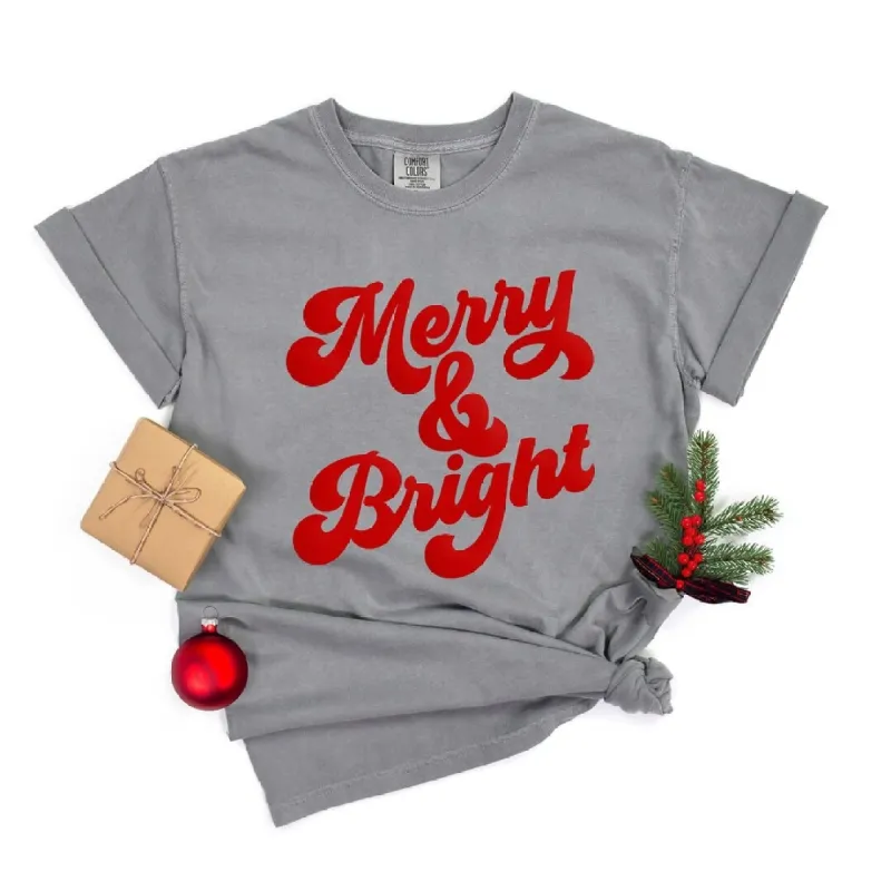 Bold Merry And Bright Puff Print Garment Dyed Tee sold by Zulily